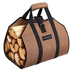 LXTaoler Firewood Log Carrier Bag, Durable Canvas Firewood Storage Totes with Handle for Fireplace or Camping- 39 x18 Inch