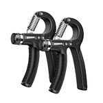 2 Pack Hand Grip Strengthener, 5-60kg Adjustable Hand Gripper Strengthener, Forearm Strengthener and Hand Strengthener for Musicians Athletes and Hand Injury Recovery (BLACK)