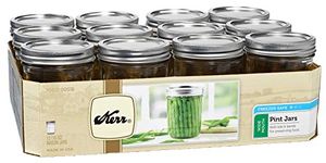 Kerr 27133144 Wide Mouth Pint Glass Mason Jars 16-Ounces with Lids and Bands 12-Count per (1-Case), cast-Iron, Clear