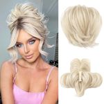 REECHO Messy Bun Hair Piece, Claw Clip Hair Bun Short Ponytail Extension with Bendable Metal Wire Fake Bun Hair Pieces for Women - Light Blonde