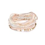 Uhat® Multi Layers Handmade Bracelet Bohemian Beaded Bracelet Colorful Strand Wrap Layered White Faux Pearl (Beige)