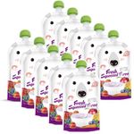 SNOWIE SOFT 10 Pcs Reusable Baby Food Squeezable Pouch For Milk Juices, Portable Bottom Double Sealing Strip Design, Leak Proof Food-Grade Baby Food Storage Easy To Refill And Clean (200Ml),Purple