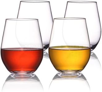 MICHLEY Stemless Red and White Wine Glasses 16oz, Unbreakable Tritan Plastic Wine Tumblers Set for Holiday, Party, Birthday, Dishwasher Safe, BPA Free, Set of 4