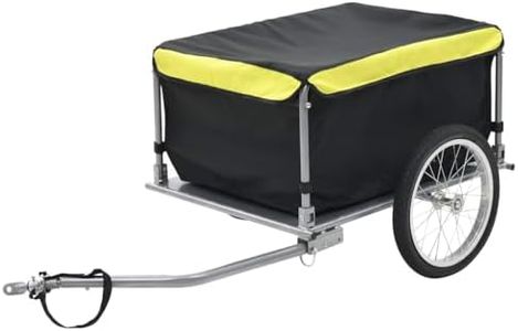vidaXL Bike Trailer, Bicycle Carrier with Safety Flag and Tow Bar, Bicycle Wagon for Luggage Plant Tool, Bike Cart, Black and Yellow 65 kg