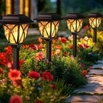 GIGALUMI Solar Lights Outdoor Waterproof, 6 Pack Flickering Flame LED Lights, Solar Garden Lights Maintain 10 Hours of Landscape Lighting for Garden, Landscape, Pool, Camp, Path