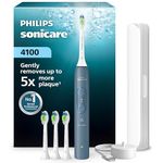 Philips Sonicare 4100 Series Electric Toothbrush - Sonic Toothbrush with Pressure Sensor, 4 Brushing Settings, EasyStart, SmarTimer, 21-Day Runtime, Travel Case, Marine Blue, HX4046/48, [New]