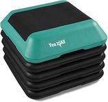 YES4ALL Adjustable High Step Aerobic Platform, 16'' x 16'' Step Platforms for Aerobic Step Exercises (Black/Green)