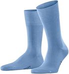 FALKE Men's Tiago Socks, Breathable, Sustainable Fil D'Écosse Cotton, Crew Length, Classic Formal Sock, Lightweight, Blue (Cornflower Blue 6554) - Sustainable, 14-15, 1 Pair