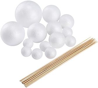 Biging Make Your Own Solar System Model with 14 Mixed Sized Polystyrene Spheres Balls and 10 Pieces 24 cm Long ?Bamboo Sticks for School Projects