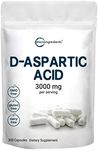 Micro Ingredients D Aspartic Acid Pills, DAA Supplement, 3000mg Per Serving, 300 Capsules, Premium D Aspartic Acid, Non-GMO