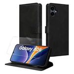 kwmobile PU Faux Leather Case Compatible with Samsung Galaxy A06 - Wallet Case with Screen and RFID protection - Black