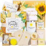 Sending Sunshine Gifts for Women, 11Pcs Sunflower Gifts Care Package For Women Get Well Soon Gifts Basket, Thinking of You Unique Birthday Gifts Box w/ Inspirational Blanket For Her Sister Mom Friend