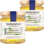 Homespun Chicory Root Syrup - Keto & Low Carb Sweetener - Low Sugar, Vegan Honey - High in Prebiotic Fibre - Diabetic Friendly, Low GI Natural Sweetener - Plant Based - 2x 200g Glass Jars