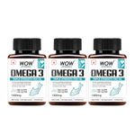 WOW Life Science Omega-3 Fish Oil 1300mg - 60 Capsules For Men & Women | 3X Strength - 550 mg EPA & 350 mg DHA| For Muscle & Joint Support, healthy Heart & Cognitive Support No Fishy Burps | Pack of 3