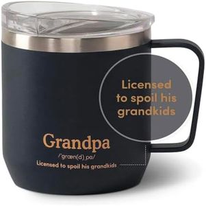 VAHDAM Grandpa Mug (300ml/10.1oz) Black | Reusable Tea & Coffee Mug - Grandpa Gifts | 18/8 Stainless Steel, Vacuum Insulated Travel Tumbler Cup | Carry Hot & Cold Beverage | Grandpa Gifts