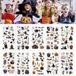 SCIONE 10 Sheets Halloween Tattoo Stickers,Halloween Face Stickers for Kids,Cartoon Halloween Temporary Tattoos for Boys Girls Games