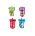 faas BPA Free Sipper Glass with Straw and Lid for Kids Easy to sip The Water - Pack of 4 (Multicolour)