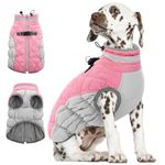 AOFITEE Dog Coat, Warm Dog Jacket Dog Winter Coats, Reflective Turtleneck Dog Fleece Vest with Harness Built in, Waterproof Windproof Dog Snow Jacket Snowsuit for Small Medium Large Dogs, Pink XS