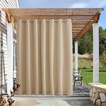 NICETOWN Waterproof Patio Outdoor Curtain and Drape, Extra Wide and Long, Thermal Insulated Top and Bottom Grommet Keep Sun & Rain Out Public Divider for Porch, Biscotti Beige, 1 Panel, W100 x L95