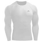 PROSHARX Men Full Sleeve Compression T-Shirt - Athletic Base Layer Tights For Fitness (Large, White)