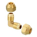 PATIKIL 1/2" x 1/2" Brass Pipe Fitting, Flare 90 Degree Elbow Tube Fitting Pipe Adapter Connector with Nut for Air Conditioner Refrigeration Plumbing