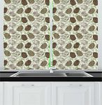 Ambesonne Pine Cone Long Kitchen Curtains, Forest Conifers Greenland Foliage Spruce Tree Woodland Style Botany, Two Panels Drapes with Rod Pocket Room Decor, 55" x 45", Fern Green Brown Taupe