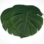 LOKIPA 30 Pcs 8 Inch Artificial Tropical Palm Leaves Monstera Plant Leaves for Hawaiian Luau Party Decor Safari Jungle Beach Theme Birthday Party Decorations