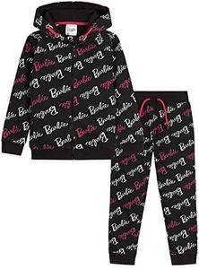 Barbie Clothes Lounge Wear Pink Hoodie Leggings Set Kids Tracksuit Hoodie Tracksuit Bottoms Official Merchandise Age 3-14 Gifts for Teenage Girls (7-8 Years, Black)