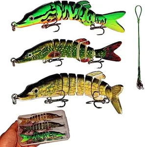 Abziyat Fishing Lure Bait Swimbait Minow Lures Fishing Tool Hook Lifelike Fish Hunting Bass Trout Muskie Catfish (Muskie-5''-3PCS-Set A)