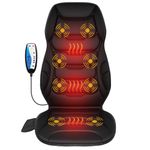 COMFIER Heated Back Massager, Vibrating Massage Seat Cushion with 8 Massage Nodes and 5 Modes, Adjustable Massage Cushion for Home Office Chair Cushion