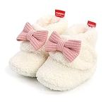 Baby Boys Girls Booties Boots Socks Warm Cozy Fleece Boot Soft Soles Non-Slip Slippers Shoes Adjustable First Walking Crib Shoes Beige, 0-6 Months Infant