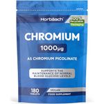 Chromium Picolinate 1000mcg | 180 Tablets | Supplement for Vegans & Vegetarians | Supports Normal Blood Sugar Levels | No Artificial Preservatives | by Horbaach