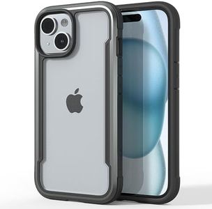 RAPTIC Shield for iPhone 15 Case, Shockproof Protective Clear Case, Military Grade 10ft Drop Tested, Durable Aluminum Frame, Anti-Yellowing Technology Case, 6.1 inch, Black