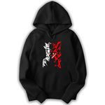 GOXEE Men's & Women's Naruto Ninetail Design Printed Hooded Hoodies (Black, X-Large)