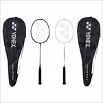 YONEX Aluminium Badminton Racquet Gr 303I Made in India Pack of 2 with Full Cover (Black/White)