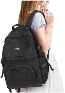 HYC00 Mochilas Escolares Mochila Juveniles para Portatil 14 Pulgadas Mochilas Mujer Mochila Hombre Casual Mochilas para Universitarios Resistente Al Agua,Negro
