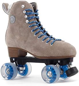 BTFL Pro Roller Skates Women, Kids & Men - Grey/Brown/Taupe, Suede Boot- Indoor, Outside, Rink, & Rhythmic Roller Skating. Stylish Colors Available (Tony Pro, US Women´s: 07 / US Men´s: 5.5)