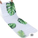 Yimobra Original Bathtub Mat Non Slip, Extra Long Bath Mat for Tub with Big Suction Cups and Drain Holes, Machine Washable Tub Shower Mats for Bathroom 16 x 40 Inches, Phthalate Latex Free, Monstera