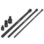 Neiko 00258A 15-Inch Impact Extension Bar and Adapter Set, 6 Piece, 1/4, 3/8, 1/2-Inch Drive | Cr-V