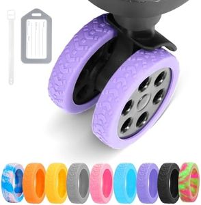 DIGIGRE Luggage Wheel Covers, 8 PCS Silicone, Purple, 2-2.6 inches, 8-Spinner Wheels, Wear-Resistant, Anti-Noise, Suitcases or Office Chair Caster Wheels