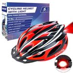 STRAUSS Adjustable Cycling&Skating Helmet With Detachable Visor&Safety Light|Light Weight With Ventilation|Adjustable Strap,Comfortable Chin Pad|Ideal For Men,Women&Kids (Black/Red,Standard)