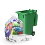 100x 240L Clear Wheelie Bin Liners - Refuse Sacks | MEDIUM DUTY | 10kg Capacity- 100 Gauge, 25 Micron Waste Recycling Rubbish Dustbin Bags | Domestic & Commercial Use