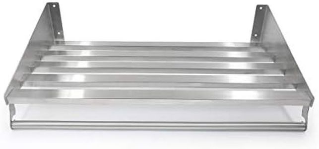 Mecete 304 Stainless Steel Standard Wall Shelf, Cookware Organizer, Kitchen Wall Pot Pan Rack,with 6 Hooks, Capacity 200 lb (23.5" x 14") Suitable for Electric Oven, Microwave Oven with Hanging Rod