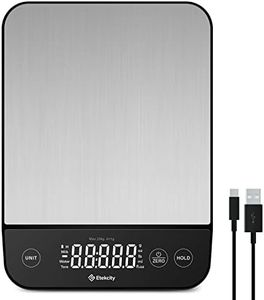 Etekcity Küchenwaage, Küchenwaage Digital 1g genau, 10kg Kitchen Scale mit LED-Display, Tare-Funktion, USB-Aufladung, Präzisionswaage für Küche, Edelstahl