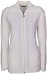 Lets Shop Shop Womens Zipped Cable Knit Long Sleeve Zip Through Fasten Jumper Top Ladies Classic Knitwear Zipper Cardigan Pullover Plus Size 10 12 14 16 18 20 22 24 Cream