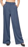 Willit Women's Work Pants Wide Leg High Waisted Casual Slacks Business Office Dress Pants with Pockets 30" Stone Blue XL