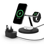 Belkin BoostCharge PRO 3-in-1 Wireless Charger with MagSafe for iPhone 16, iPhone 15, 14, 13 and 12 + Apple Watch + AirPods (Magnetically Charges iPhone 16, iPhone 15, 14, 13 and 12 Models up to 15W)