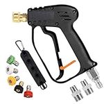 JOEJET Pressure Washer Gun with Swivel, Short Power Washer Gun with 5 Spray Nozzle Tips, 3/8" Quick Connect Plug and M22-14/15mm Fittings