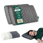 The White Willow Hard Pillow Set of 2 For Neck & Shoulder Pain-Hard Memory Foam Cervical Pillow For Sleeping-Orthopedic Bed Pillow For Back, Side & Stomach Sleepers-Thick-Extra Firm-Standard-5"H-Grey