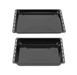 ICQN Grease Pan 445 x 375 mm 25 and 50 mm, Set of 2 Enamelled Baking Trays, Suitable for Whirlpool, Ignis, Bauknecht, Indesit, Algor, Neckermann, Lloyds, 44.5 x 37.5 cm